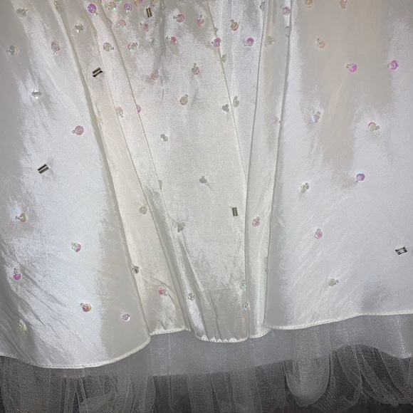 White Sequin Mini Satin Corset Princess Dress - Picture 9 of 16